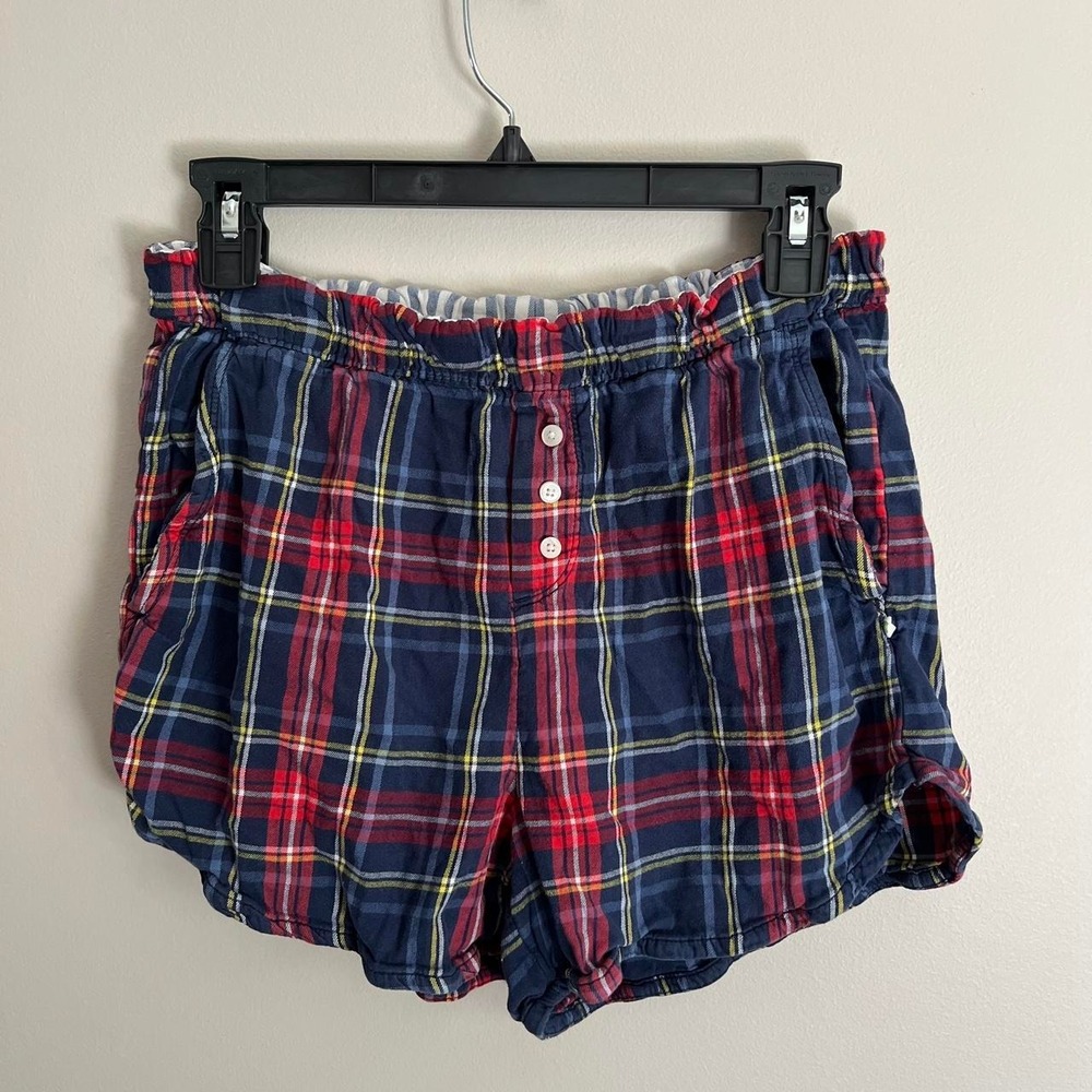 Aerie Small red + blue plaid lounge shorts pajama cozy comfy college chic